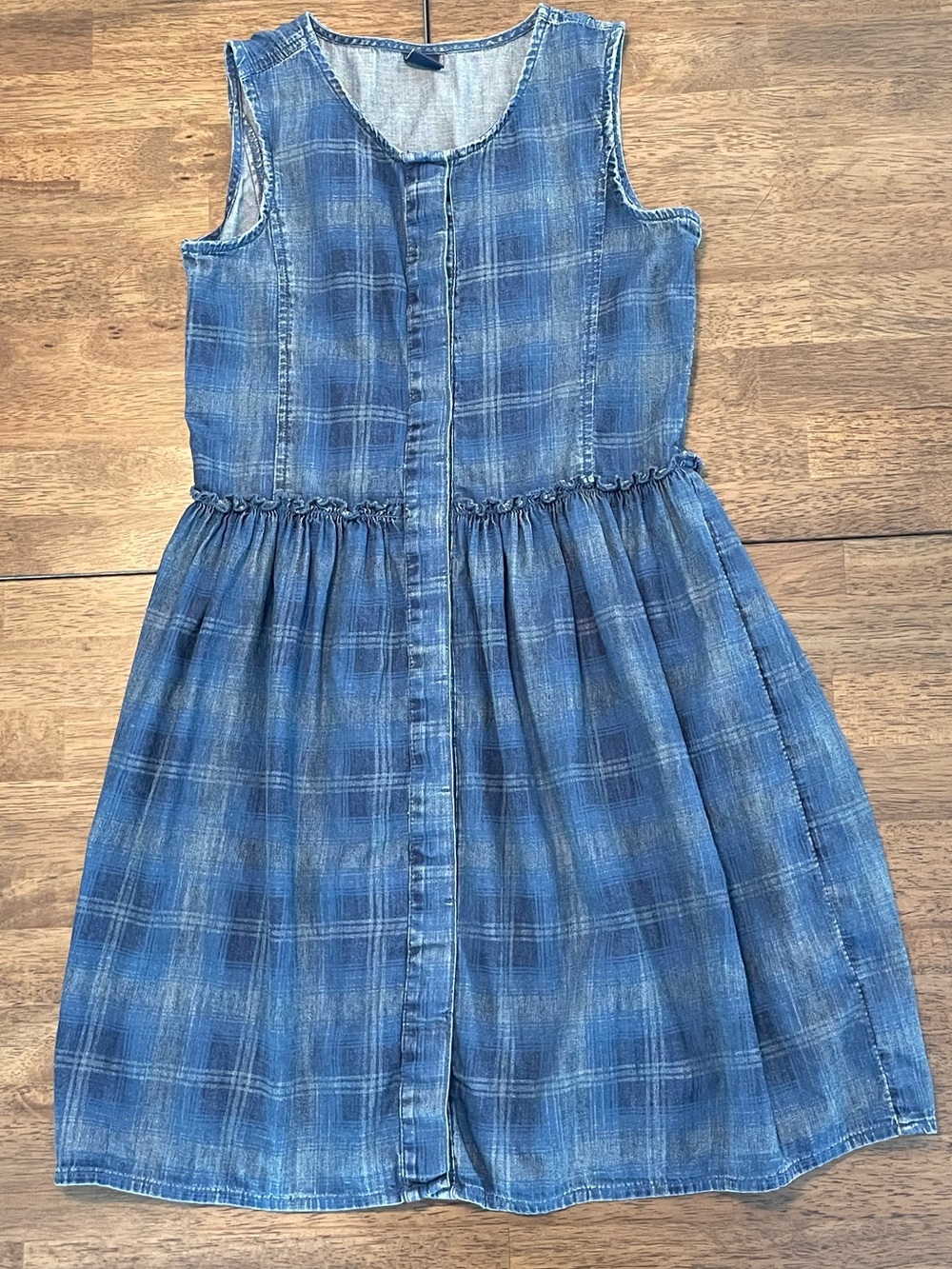GAP Blue Plaid Sleeveless Button Down Front Casual Dress size  XL